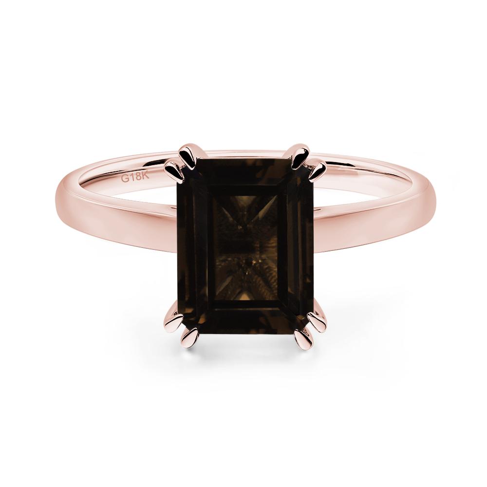 Emerald Cut Smoky Quartz Solitaire Wedding Ring - LUO Jewelry #metal_18k rose gold