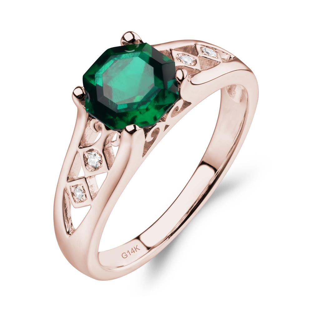 14kt antique high quality octagon emerald ring