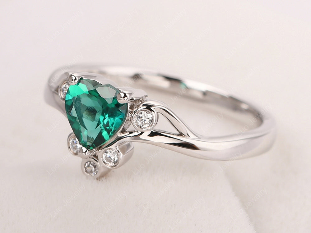 Emerald Scroll Engagement Ring - LUO Jewelry