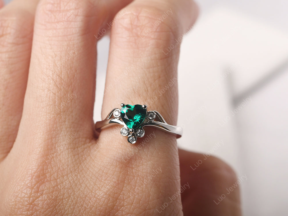 Emerald Scroll Engagement Ring - LUO Jewelry