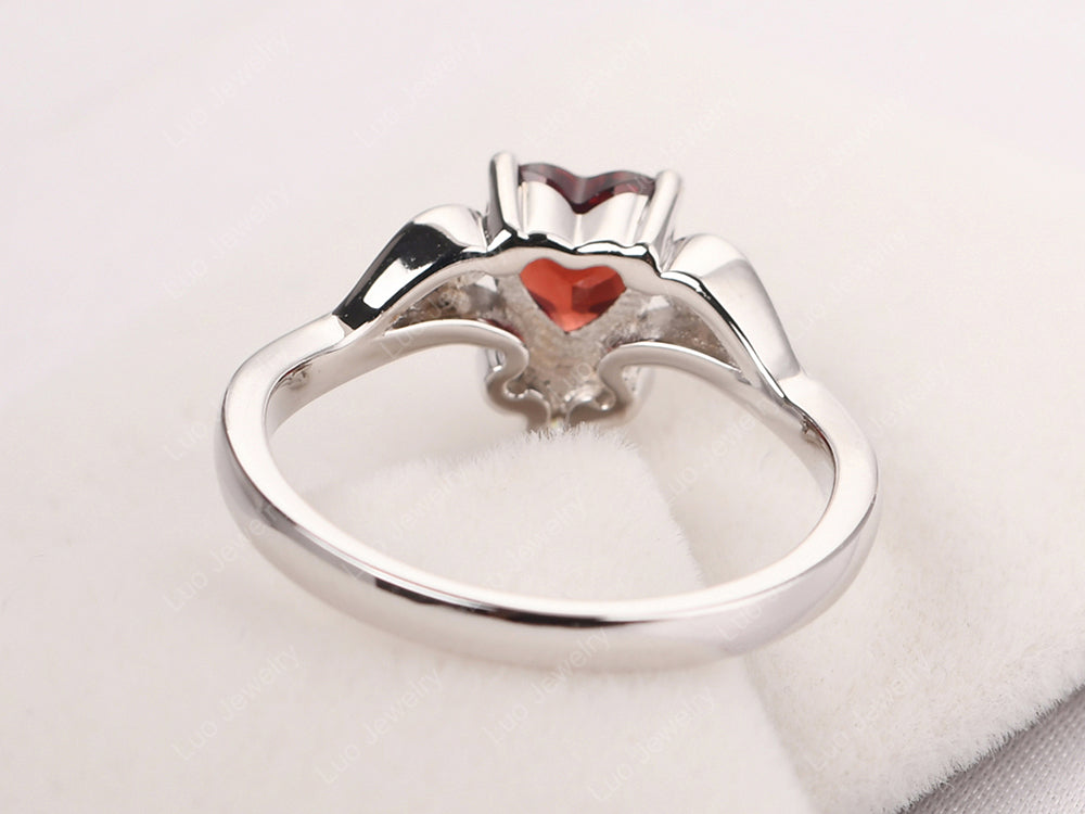 Garnet Heart Shaped Promise Ring - LUO Jewelry