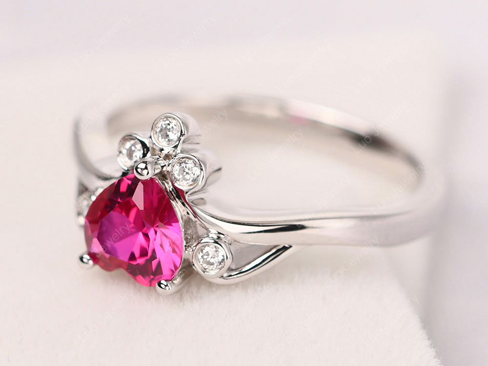 Ruby Heart Shaped Promise Ring - LUO Jewelry