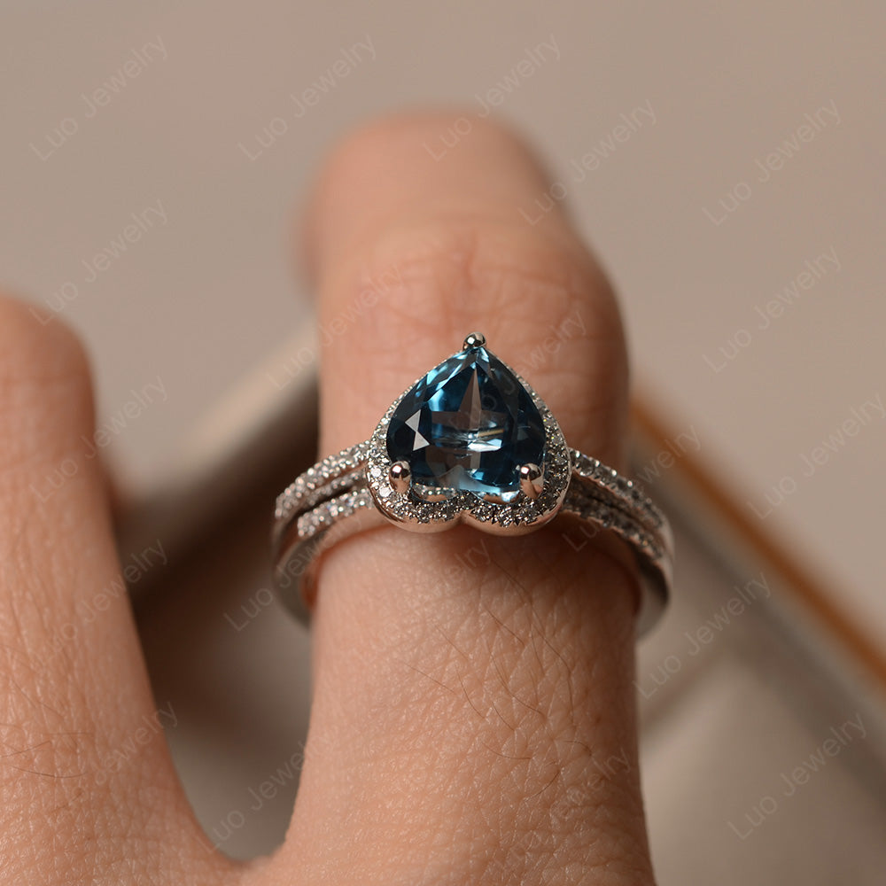 1.85 Cts. London Blue Topaz Engagement Ring for Love, Blue Topaz Wedding Ring, orders Gift for Love, Gift for Anniversary, Moissanite Halo Ring