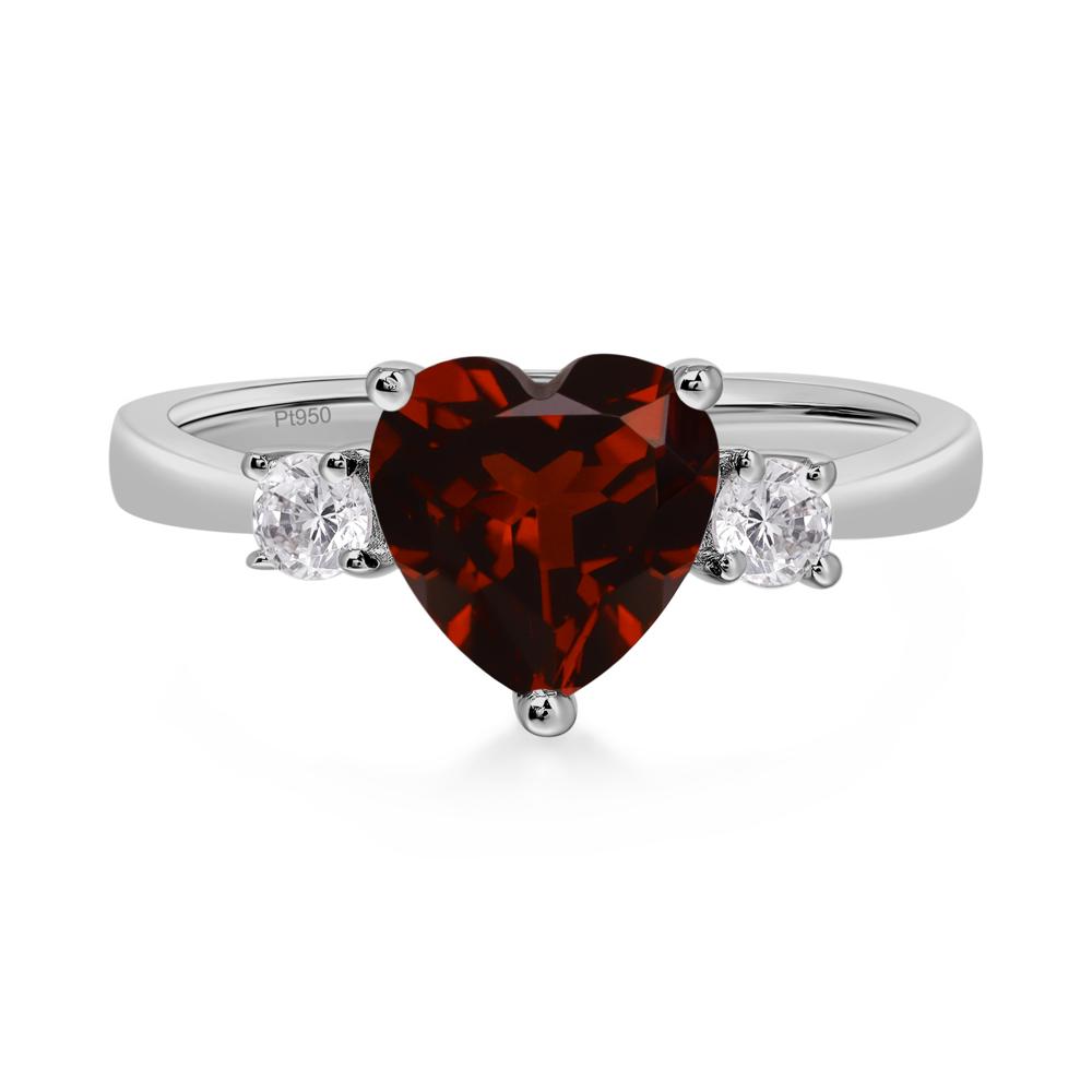 Sterling Silver Garnet Heart Diamond popular Ring