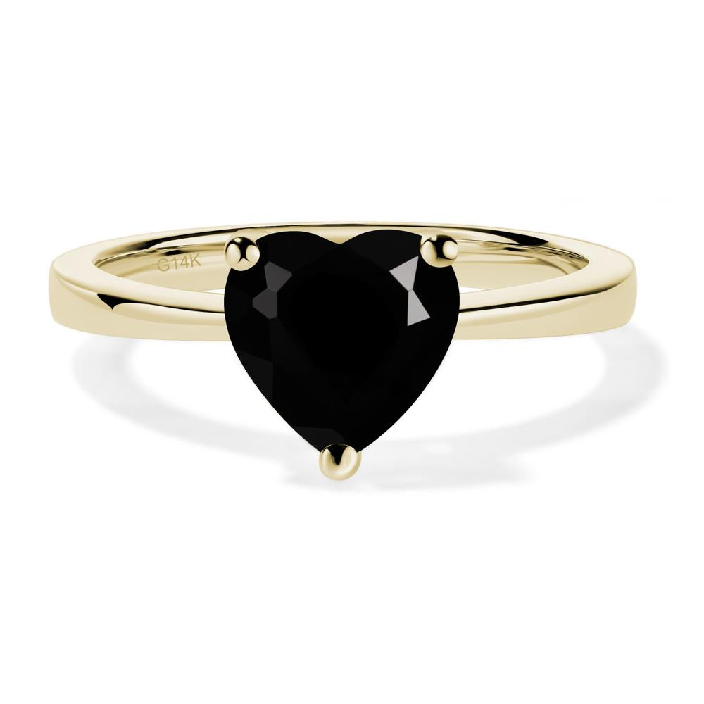 Heart Shaped Black Spinel Solitaire Ring - LUO Jewelry #metal_14k yellow gold