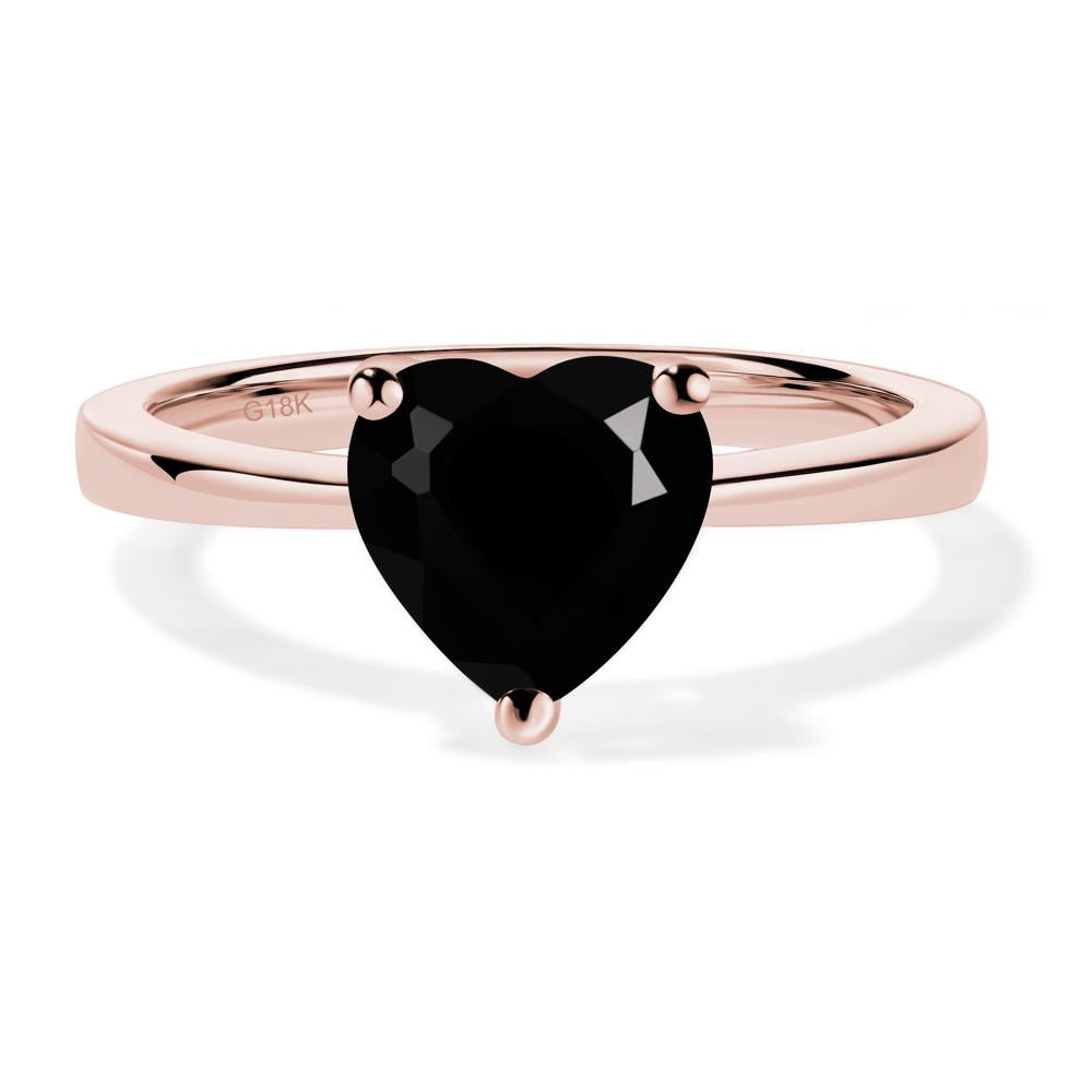 Heart Shaped Black Spinel Solitaire Ring - LUO Jewelry #metal_18k rose gold