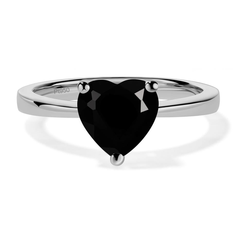 Heart Shaped Black Spinel Solitaire Ring - LUO Jewelry #metal_platinum