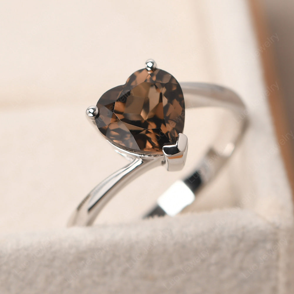 Heart Smoky Quartz Solitaire Bypass Ring | LUO