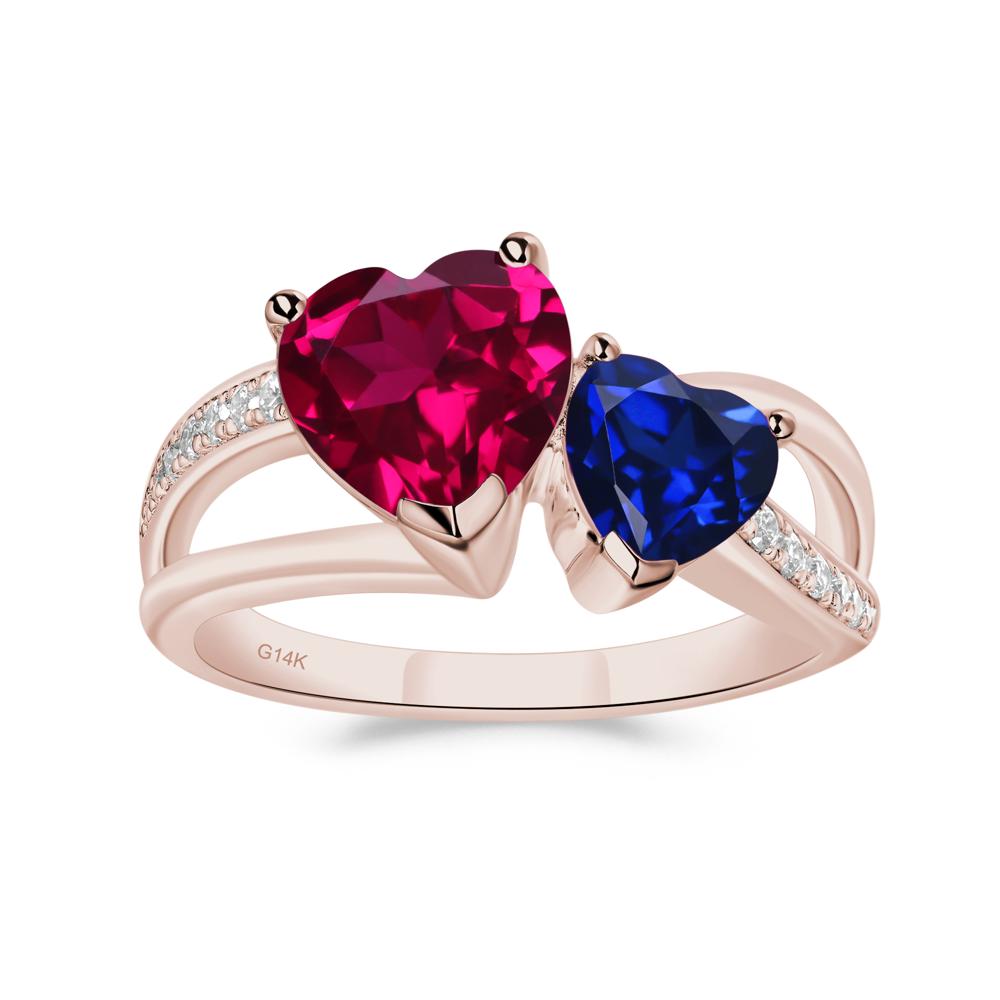 Heart Emerald and Amethyst Toi Et Moi Ring | LUO