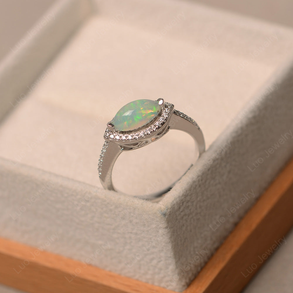 Opal Marquise Halo Ring | LUO