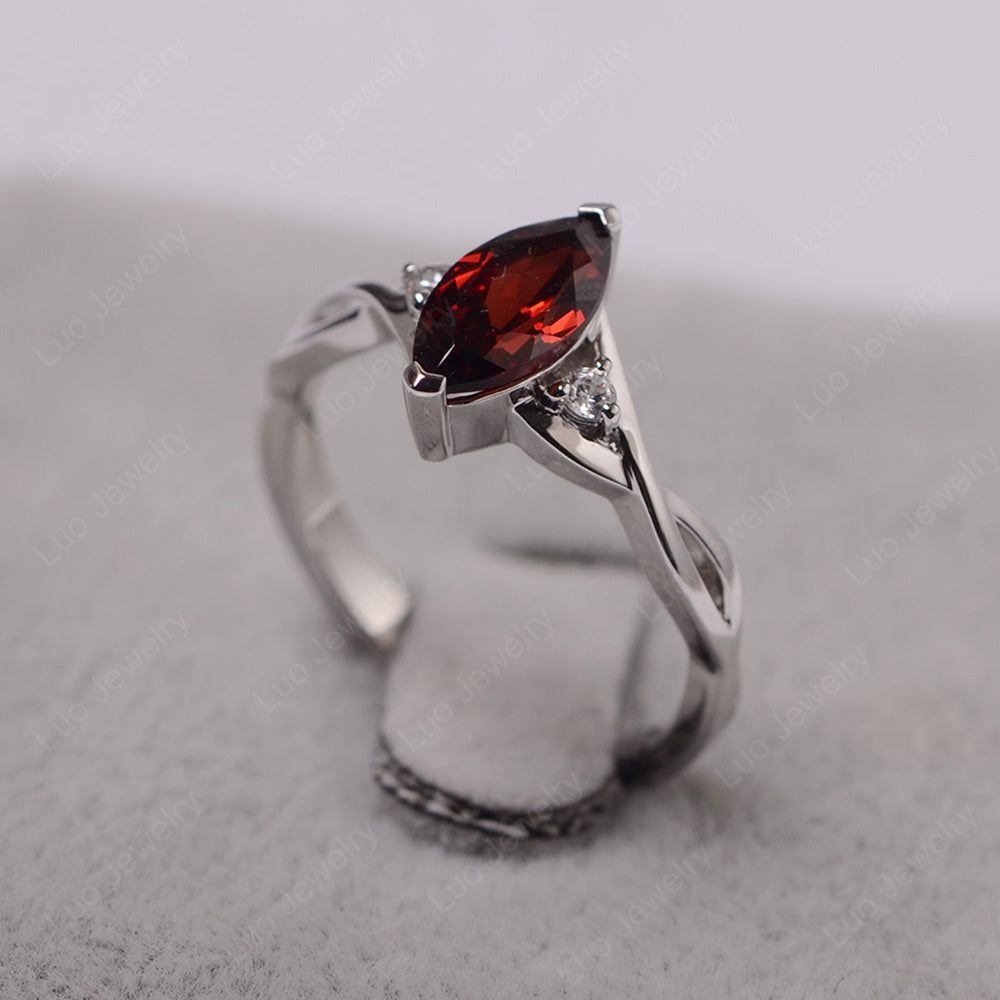 Garnet Marquise Twist Engagement Ring