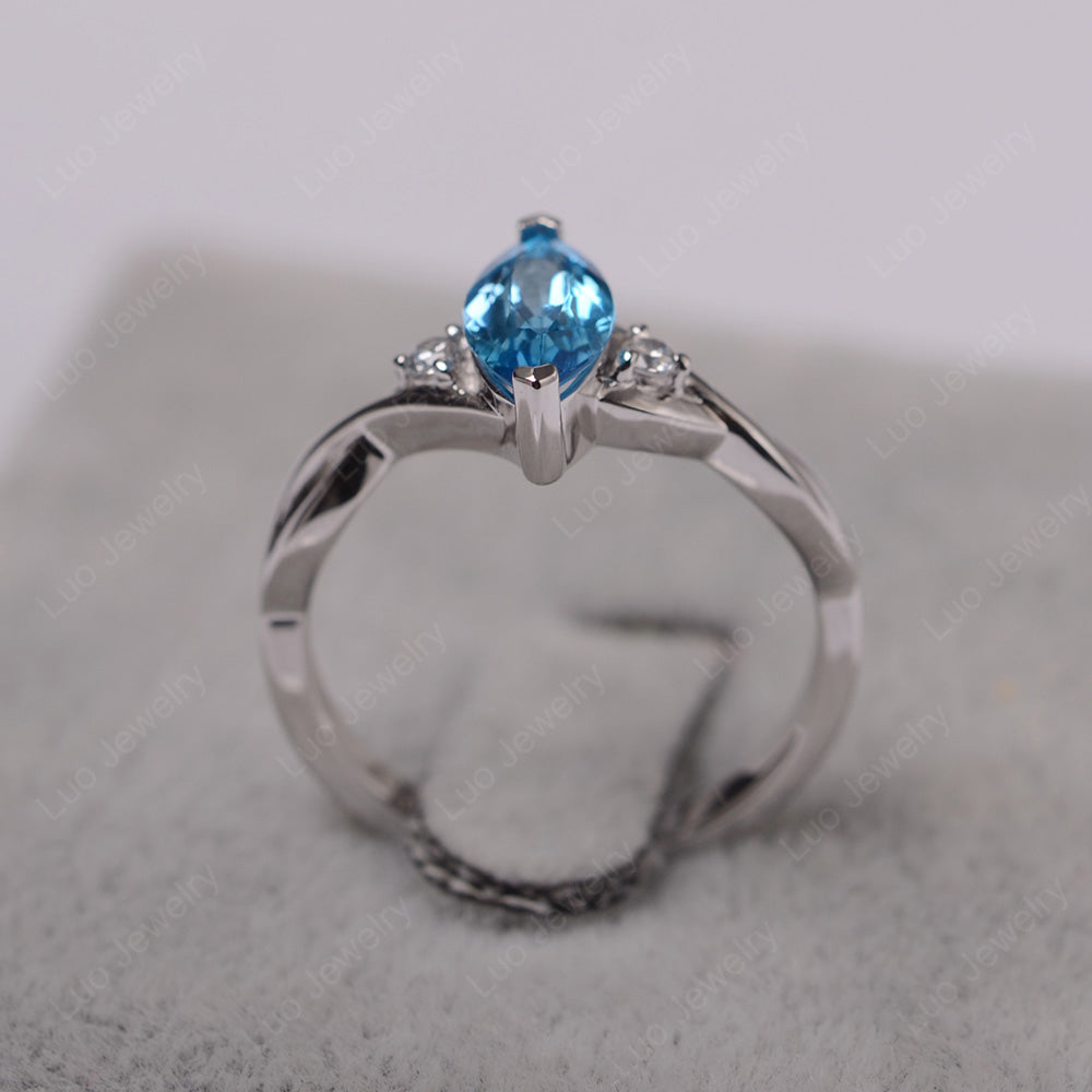 Blue Topaz store Ring/ Genuine Blue Topaz 1.01 ct Sterling Silver Ring/ Blue Topaz Marquise Shape Engagement Ring