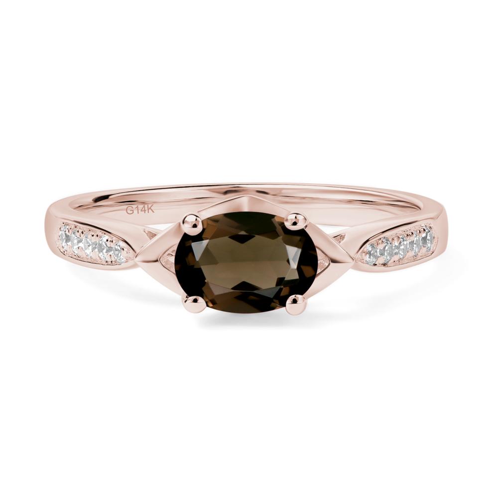 Petite Oval Horizontal Smoky Quartz Ring - LUO Jewelry #metal_14k rose gold