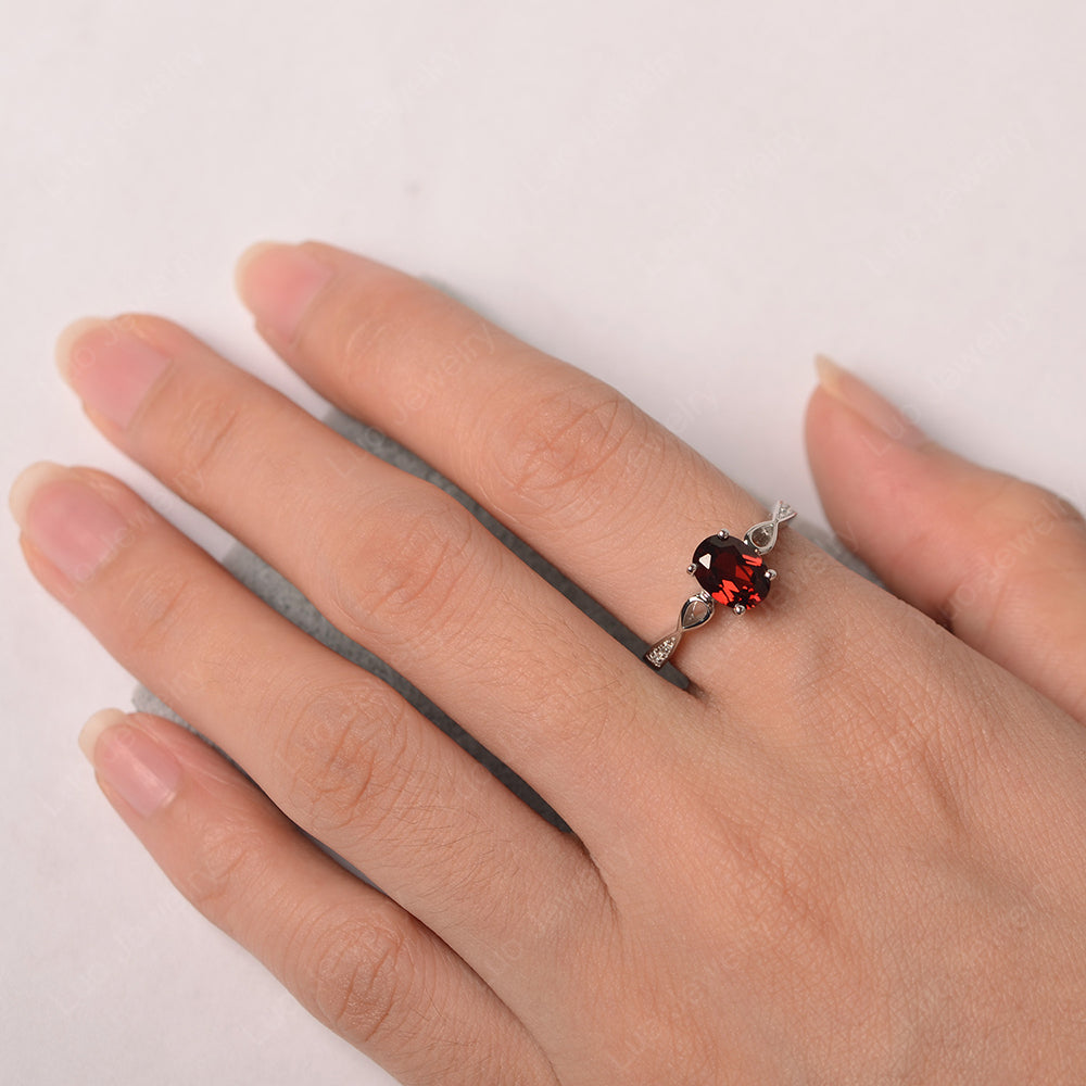 Oval Garnet Promise Ring Yellow Gold - LUO Jewelry