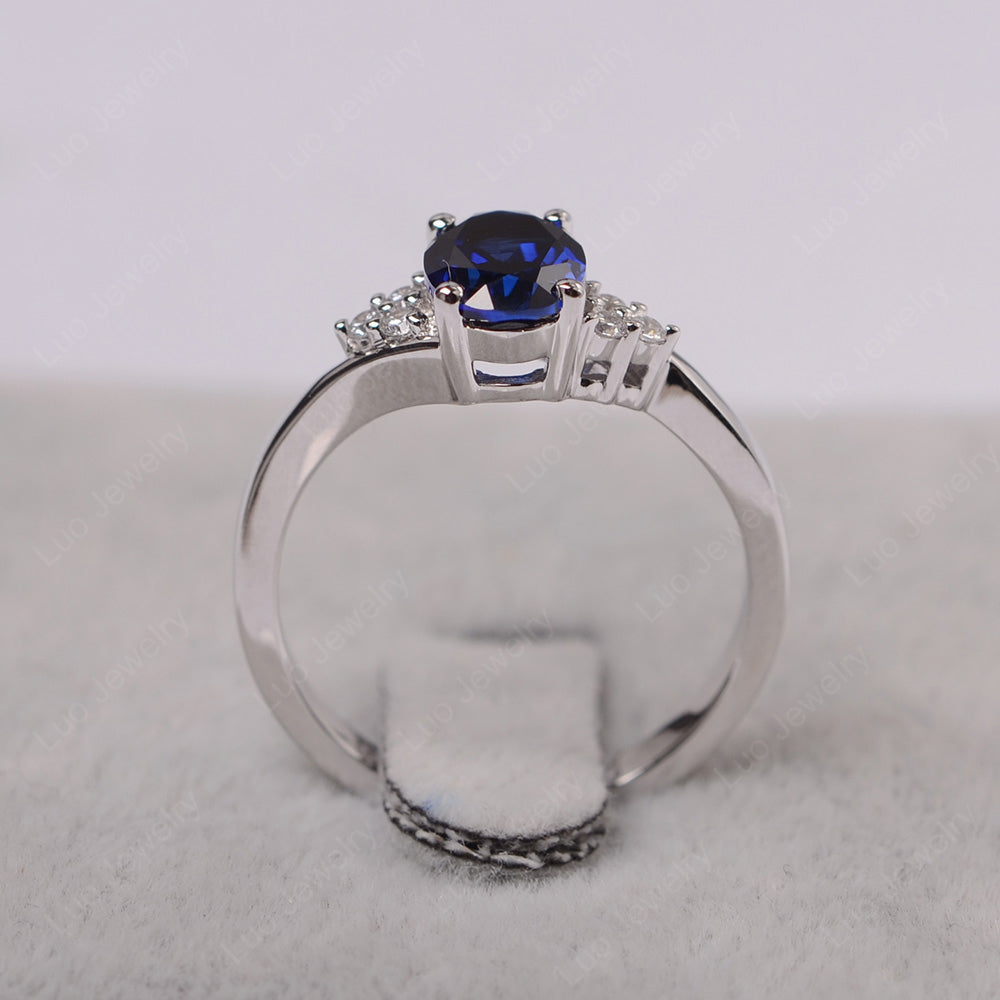 Oval Cut Lab Sapphire Engagement Ring For Girls - LUO Jewelry