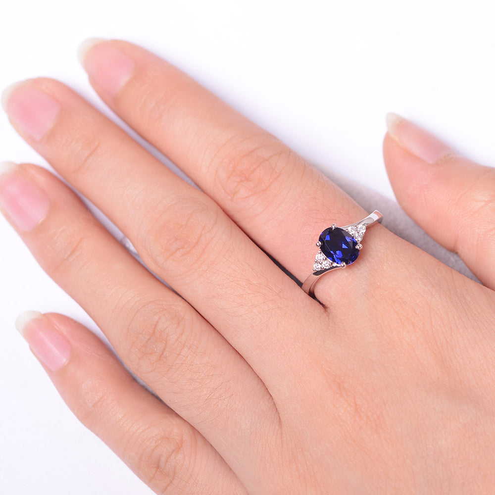 Oval Cut Lab Sapphire Engagement Ring For Girls - LUO Jewelry