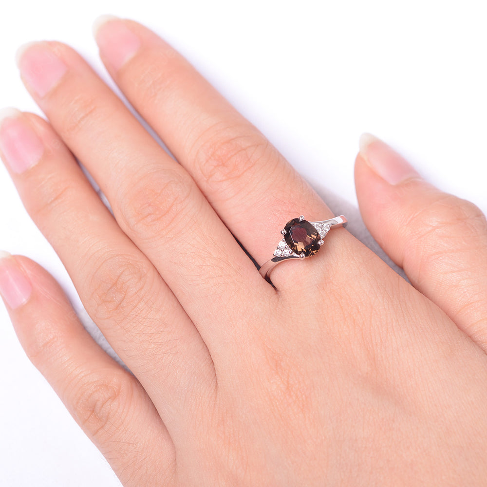 Oval Cut Smoky Quartz  Engagement Ring For Girls - LUO Jewelry