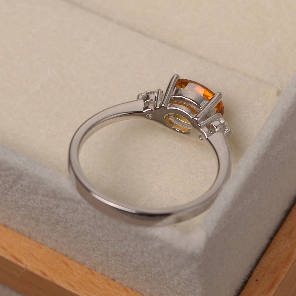 Oval Cut East West Citrine Engagement Ring - LUO Jewelry