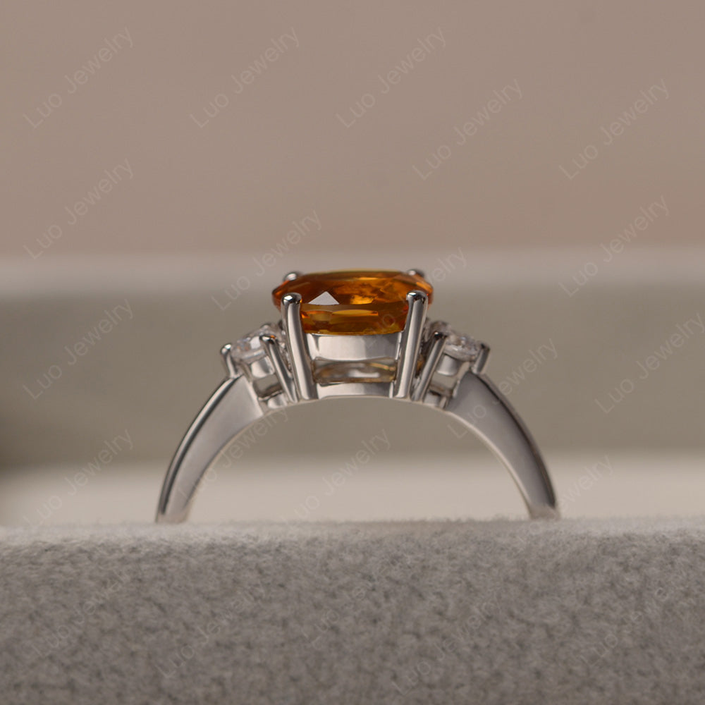 Oval Cut East West Citrine Engagement Ring - LUO Jewelry