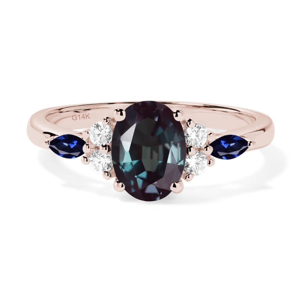 Simple Oval Lab Alexandrite Engagement Ring - LUO Jewelry #metal_14k rose gold