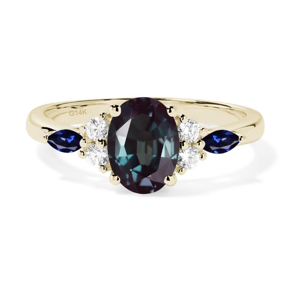 Simple Oval Lab Alexandrite Engagement Ring - LUO Jewelry #metal_14k yellow gold