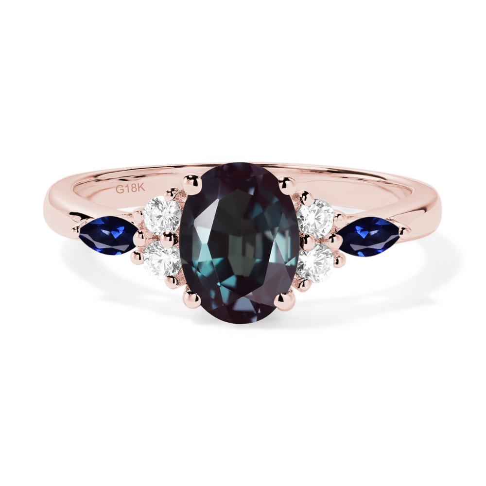 Simple Oval Lab Alexandrite Engagement Ring - LUO Jewelry #metal_18k rose gold