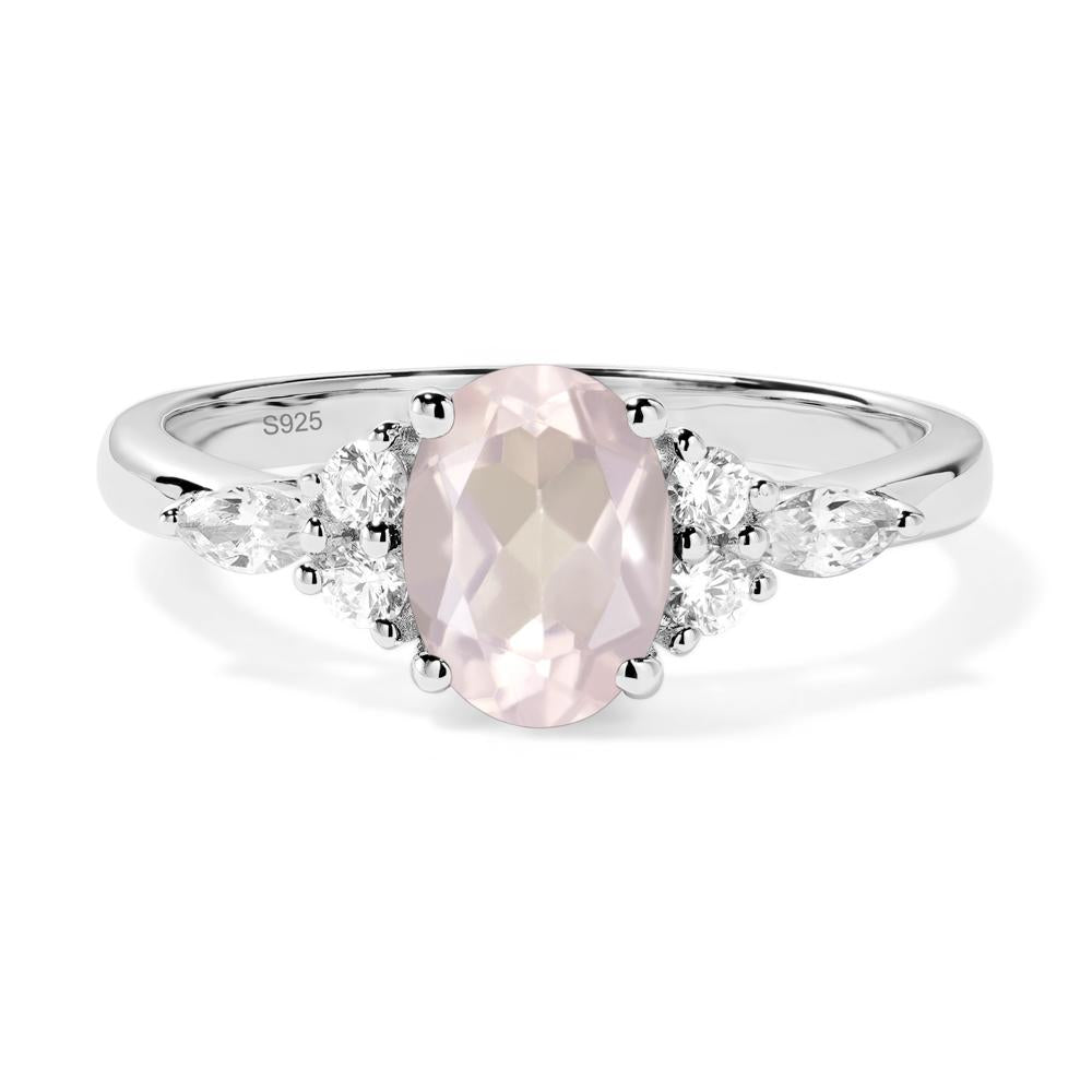 Simple Oval Rose Quartz Engagement Ring - LUO Jewelry #metal_sterling silver