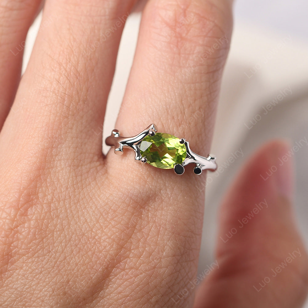 Tree branch peridot proposal offers ring sterling silver trillion cut August birthstone ring