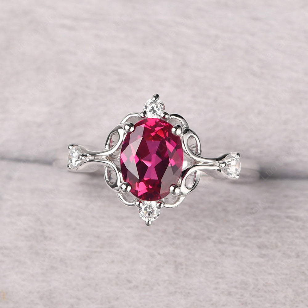 Vintage Ruby Engagement Ring, Ruby Ring, Rose Gold Ring, Art Deco buying Ring, Engagement Ring, Flower Ring, Vintage Ring, Gift For Her, Lab Ruby