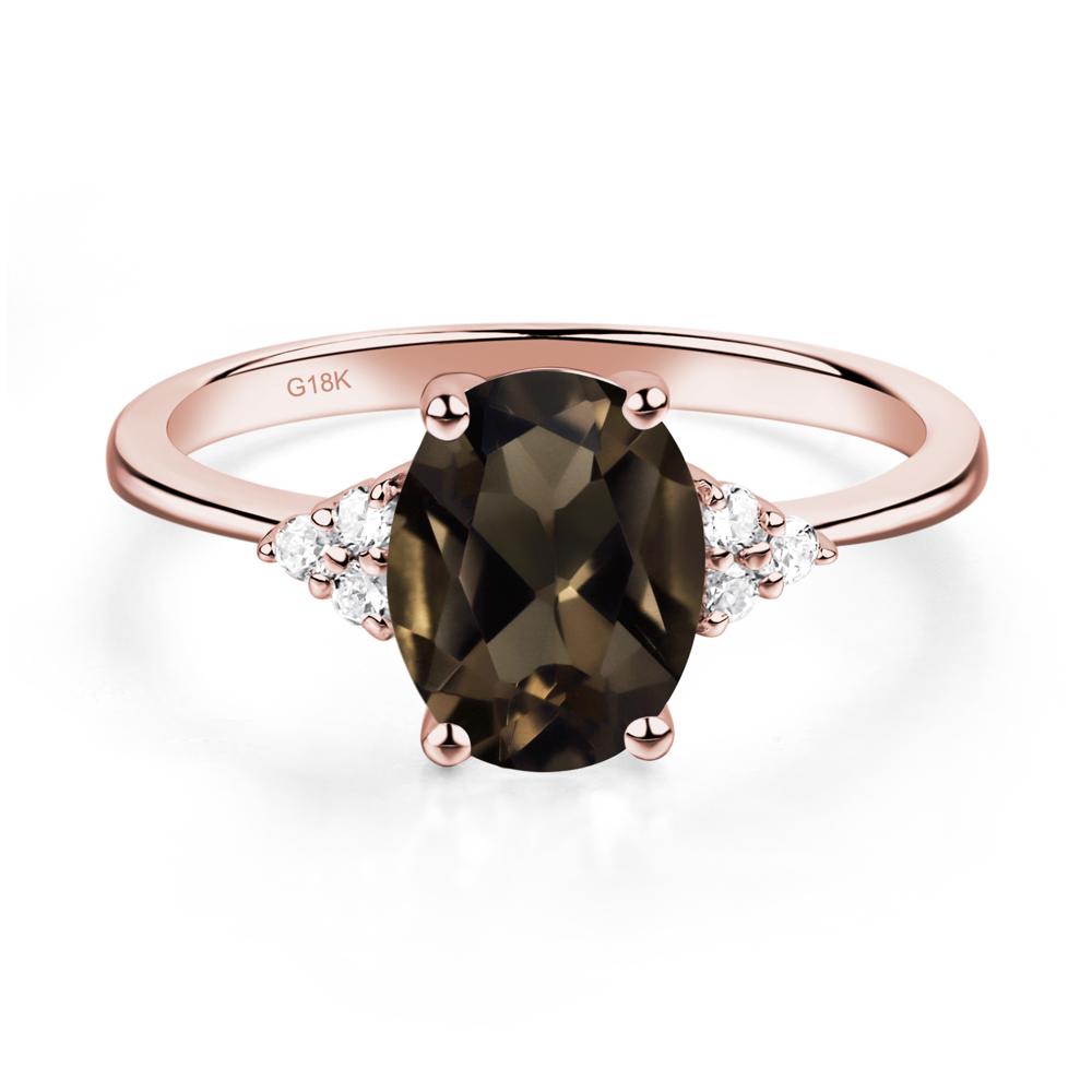 Simple Oval Cut Smoky Quartz Wedding Ring - LUO Jewelry #metal_18k rose gold