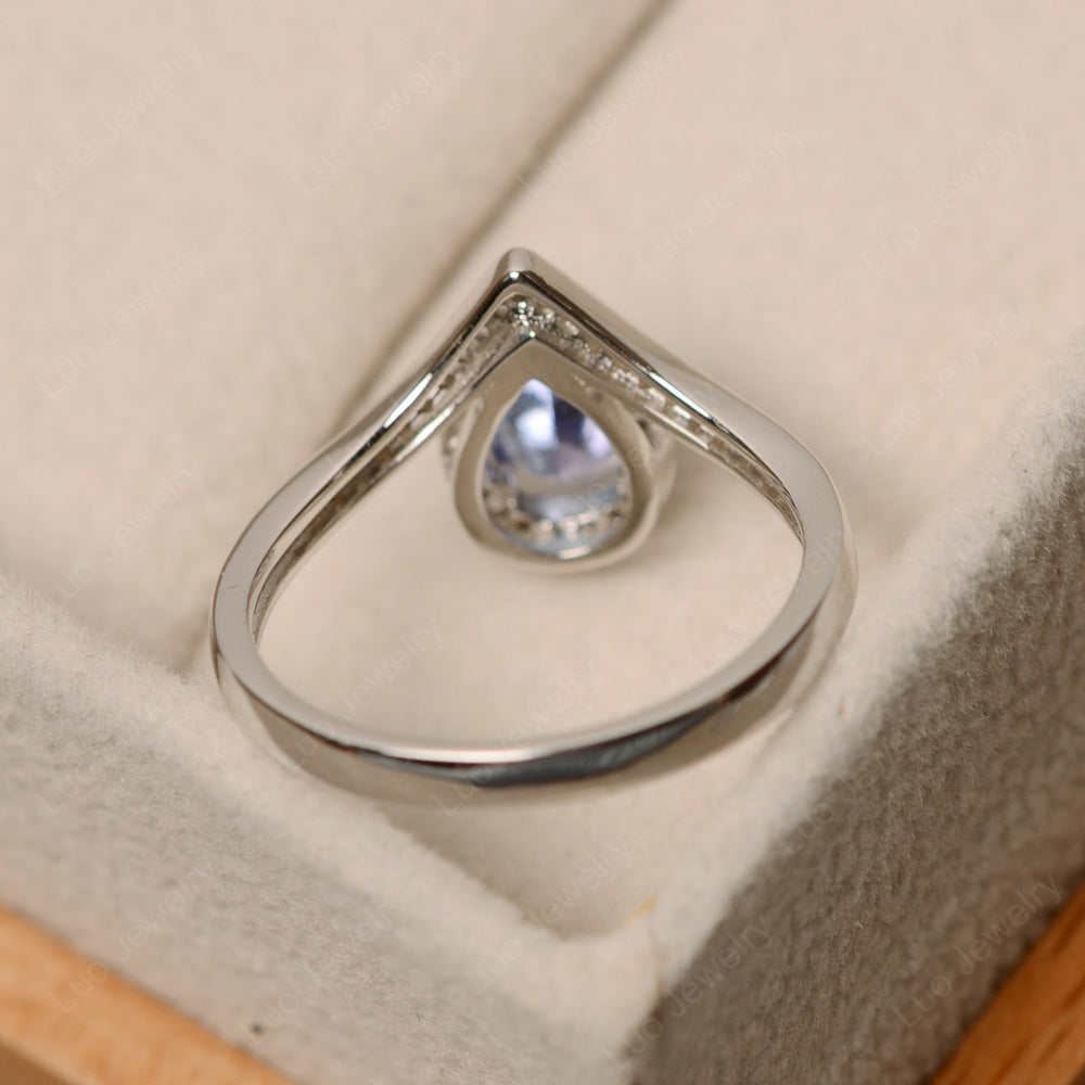 Teardrop Shaped Tanzanite Halo Engagement Ring | LUO