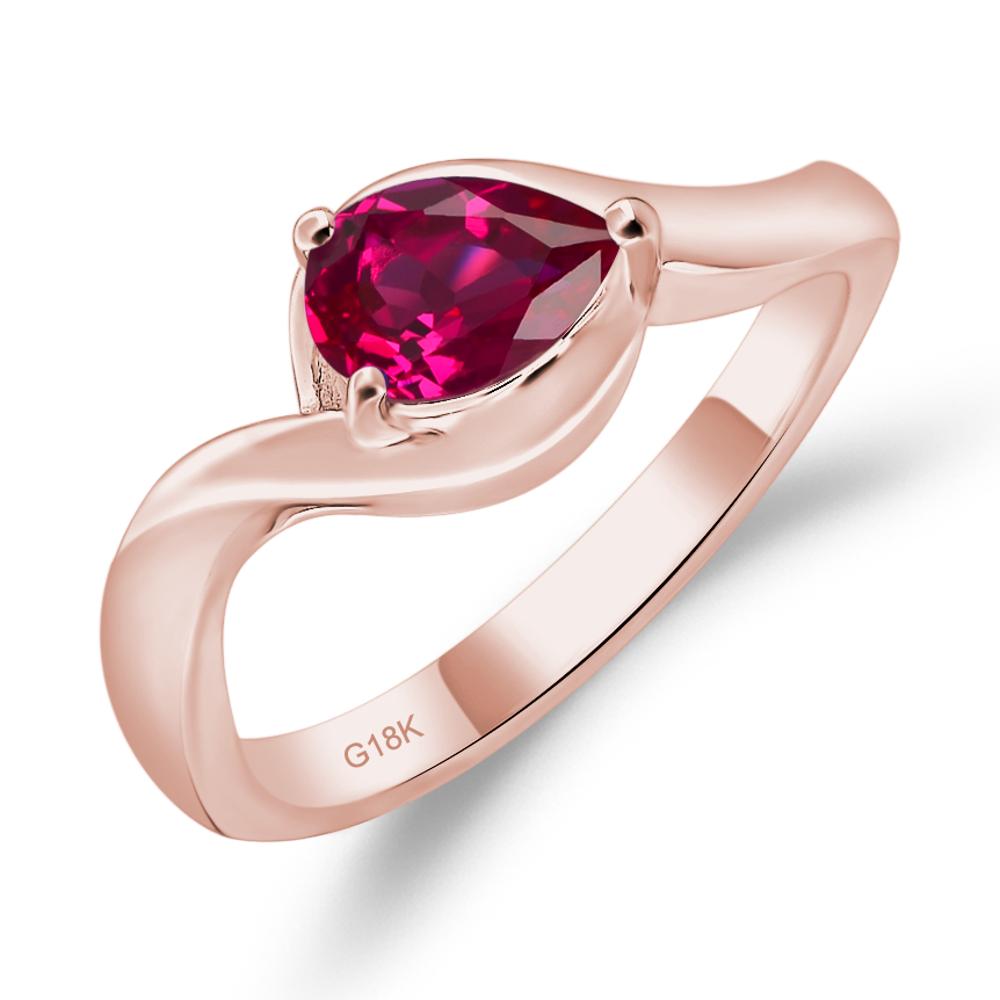 Pear Shaped Ruby East West Solitaire Ring - LUO Jewelry #metal_18k rose gold