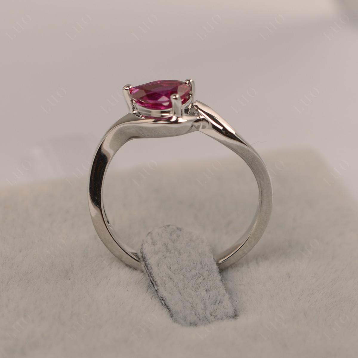Pear Shaped Ruby East West Solitaire Ring - LUO Jewelry