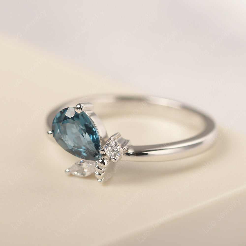 London Blue Topaz Engagement Ring Butterfly Ring