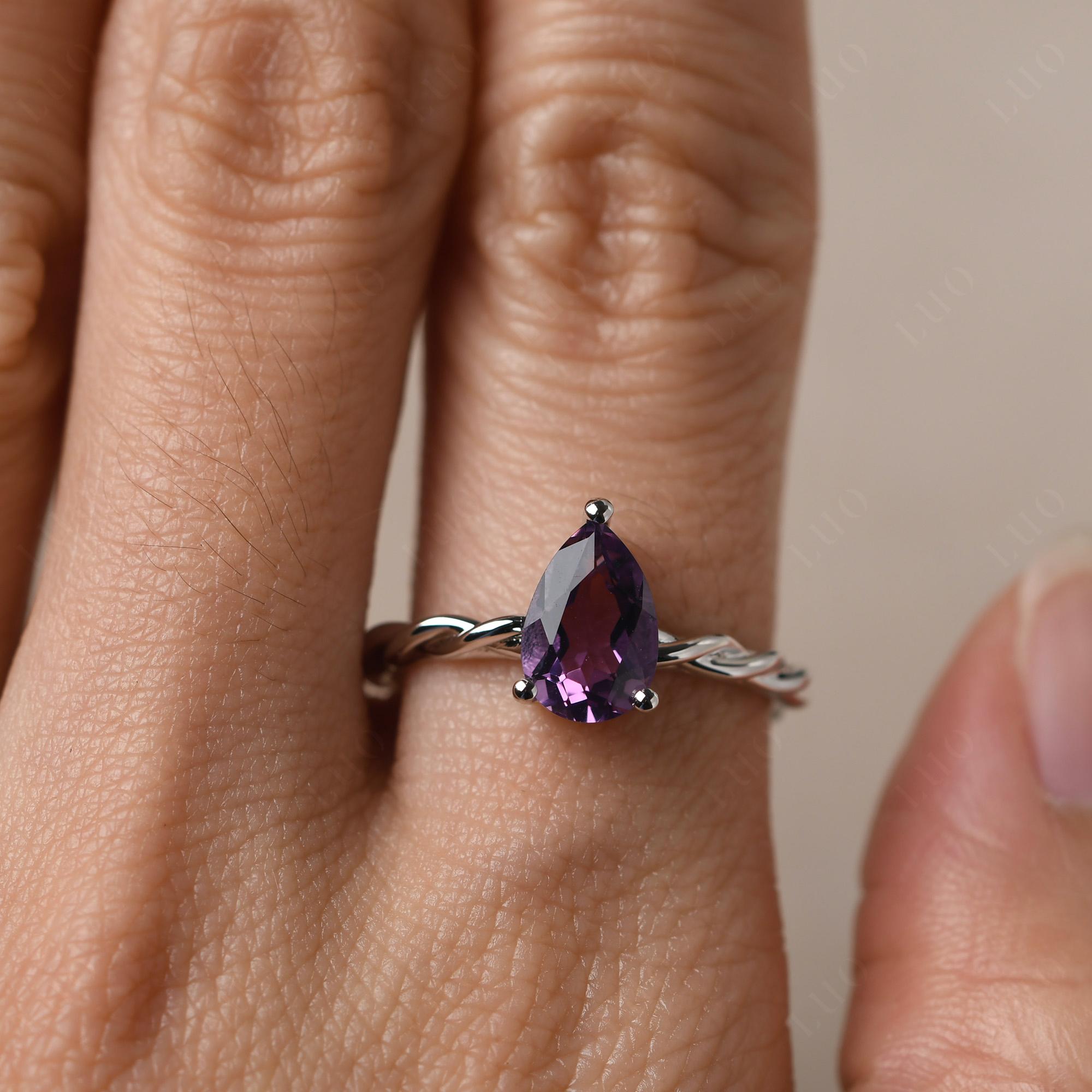 Unique 2024 alexandrite twist rope engagement ring sterling silver round shaped 6mm June birthstone ring