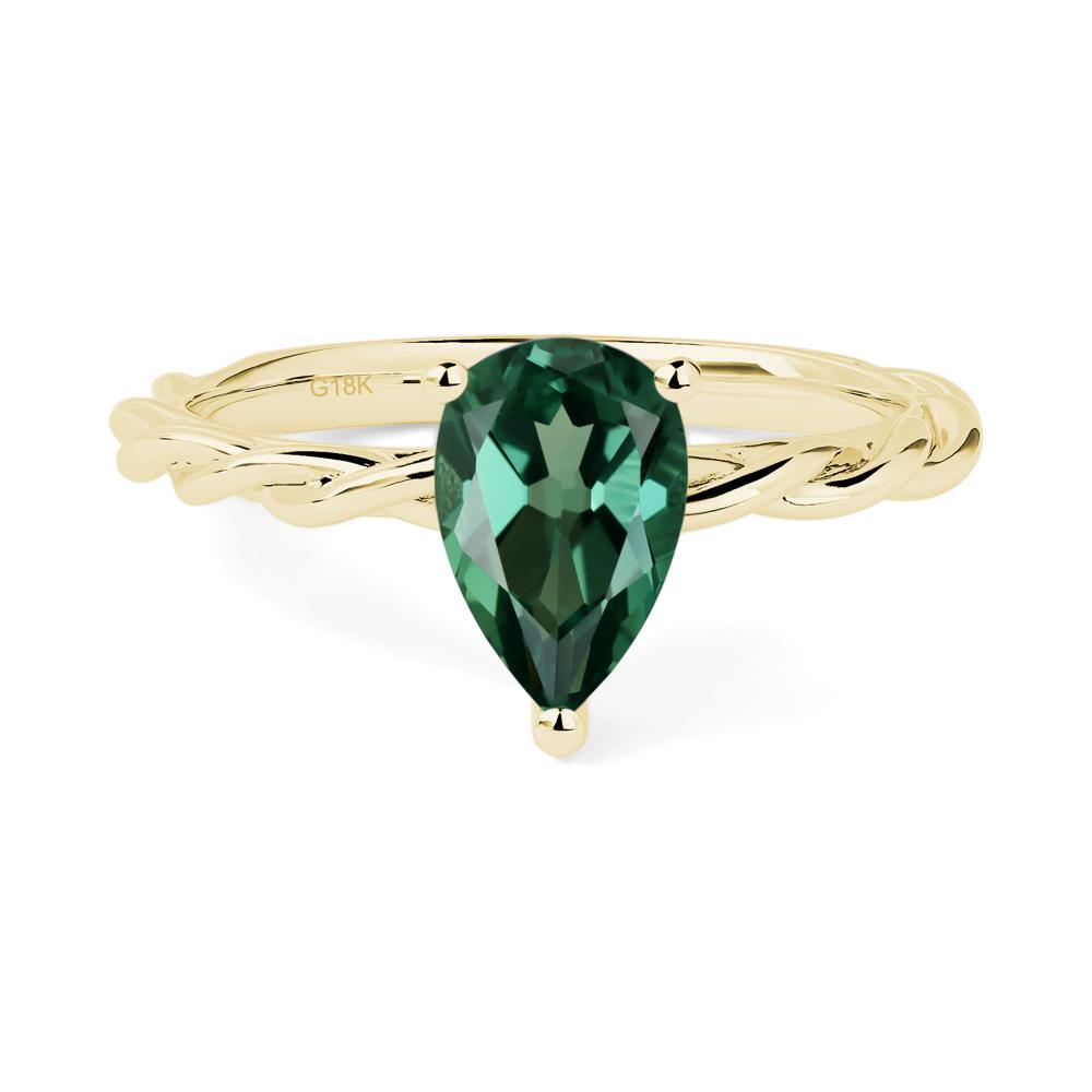 Teardrop Green Sapphire Solitaire Rope Ring - LUO Jewelry #metal_18k yellow gold