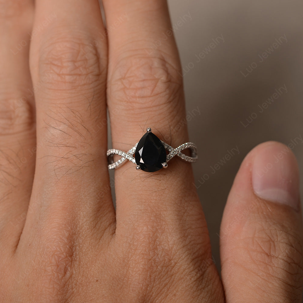 Black Spinel Ring, 10x7 Pear on sale Cut Black Spinel Ring, Black Stone Ring, Black Spinel Engagement Ring, Black Diamond Alternative, Bridal Set