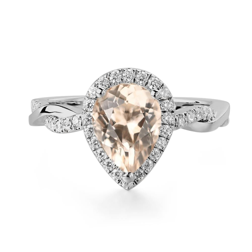Pear Shaped Morganite Twisted Halo Ring - LUO Jewelry #metal_platinum