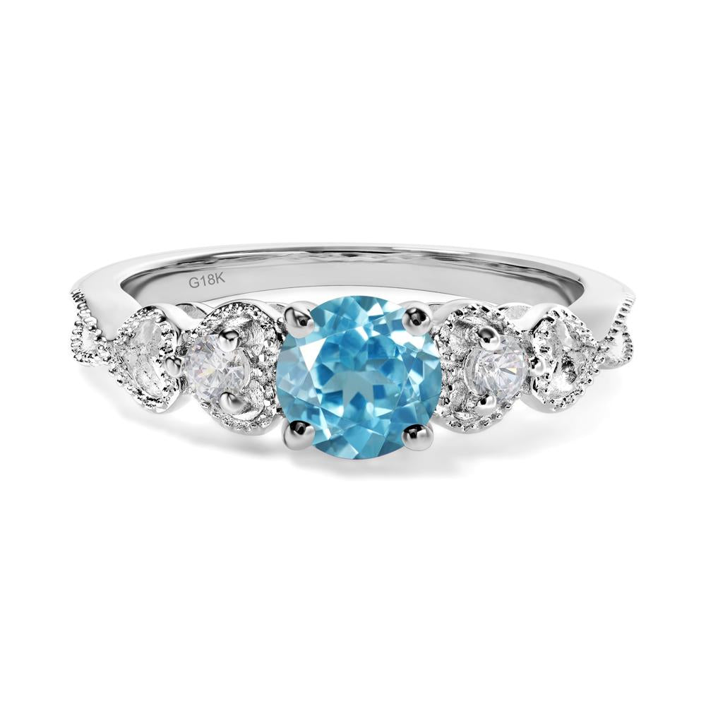 Swiss Blue Topaz Vintage Style Engagement Ring - LUO Jewelry #metal_18k white gold