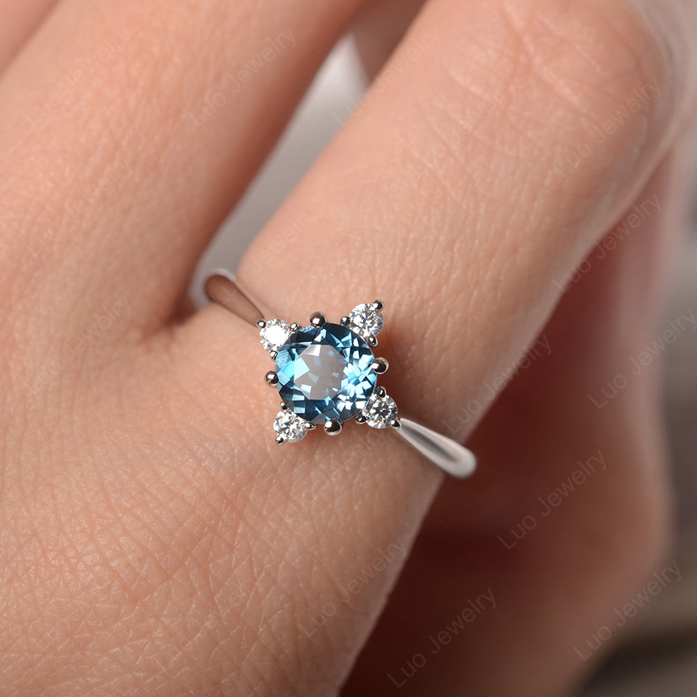 London Blue Topaz Ring North Star Ring Yellow Gold - LUO Jewelry