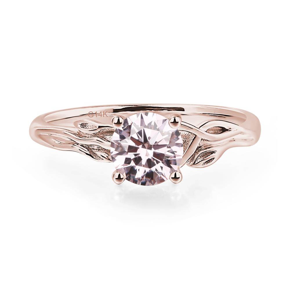 Petite Pink Cubic Zirconia Tender Leaf Ring - LUO Jewelry #metal_14k rose gold