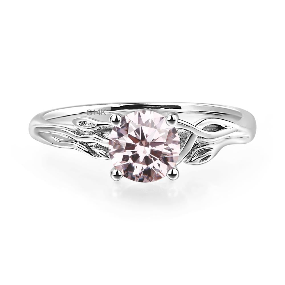Petite Pink Cubic Zirconia Tender Leaf Ring - LUO Jewelry #metal_14k white gold