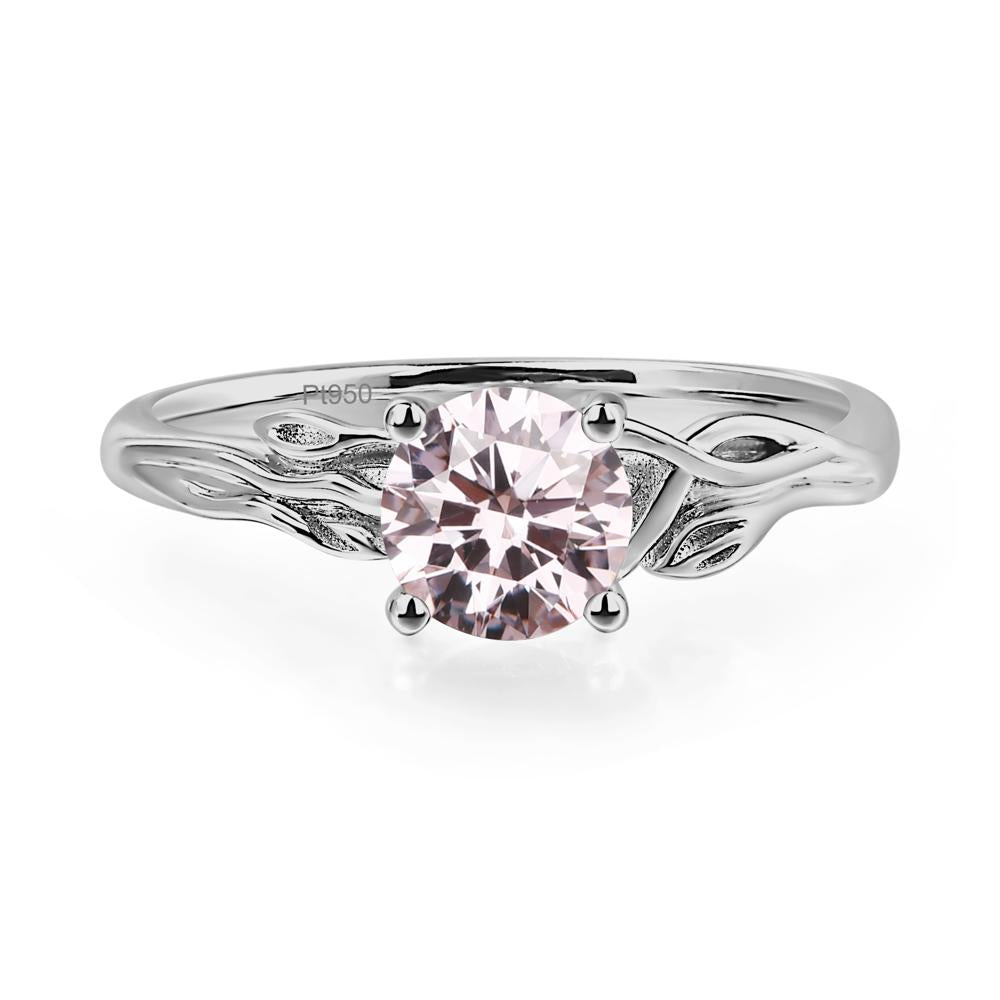 Petite Pink Cubic Zirconia Tender Leaf Ring - LUO Jewelry #metal_platinum