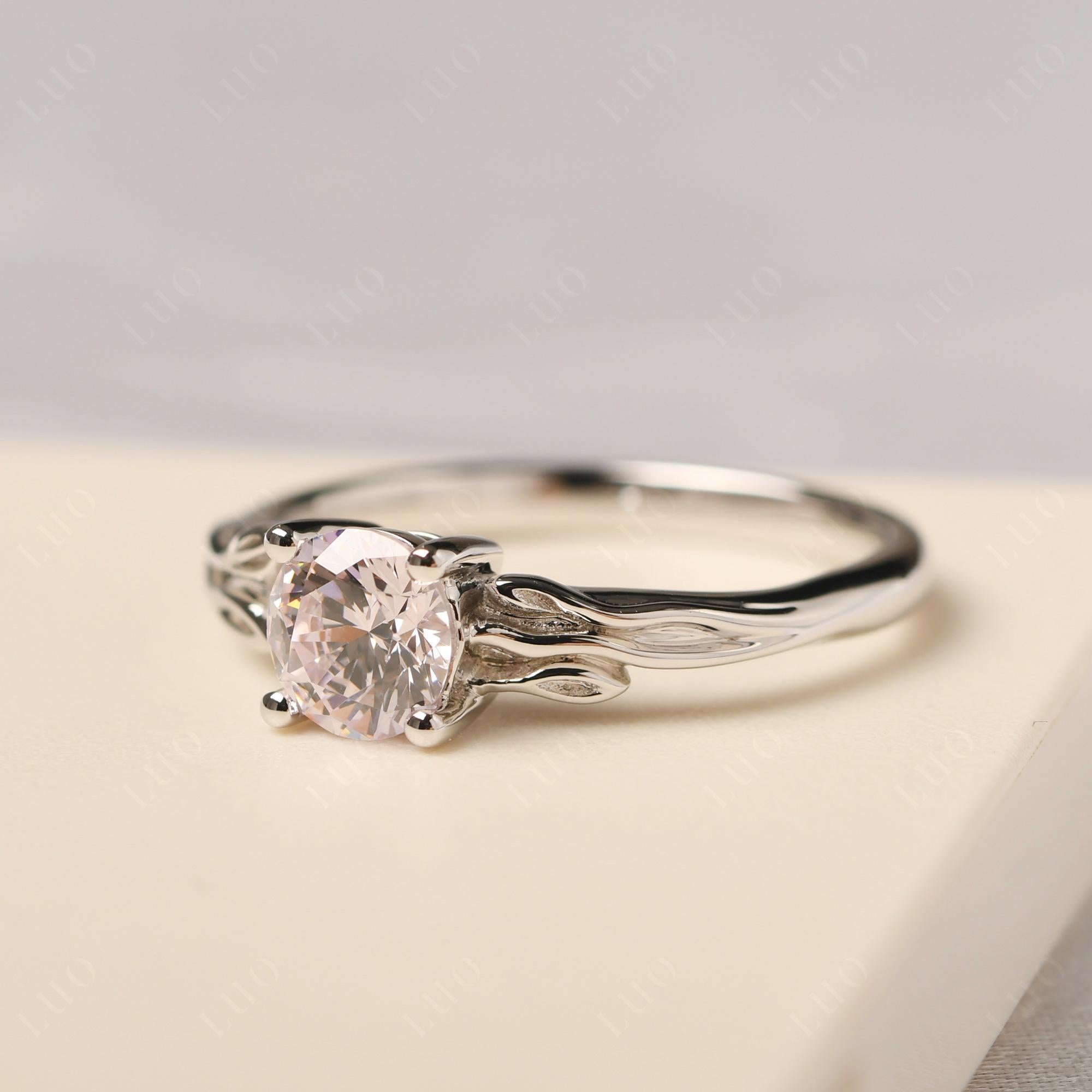 Petite Pink Cubic Zirconia Tender Leaf Ring - LUO Jewelry