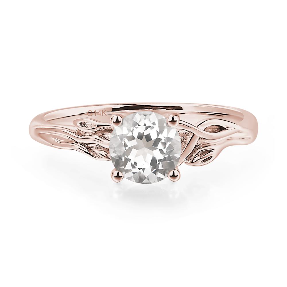 Petite White Topaz Tender Leaf Ring - LUO Jewelry #metal_14k rose gold