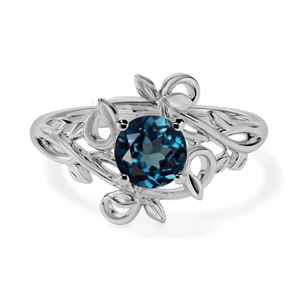 London Blue Topaz Leaf and Vine Engagement Ring | LUO