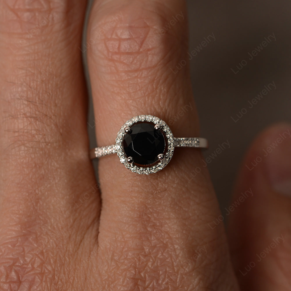 Black spinel shops ring, oval cut, natural spinel ring,halo ring