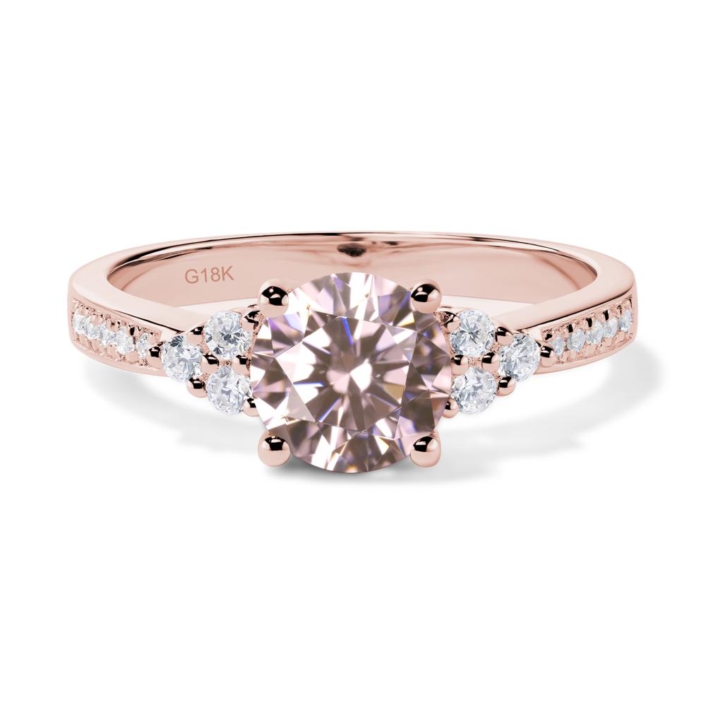 Round Cut Pink Cubic Zirconia Engagement Ring - LUO Jewelry #metal_18k rose gold