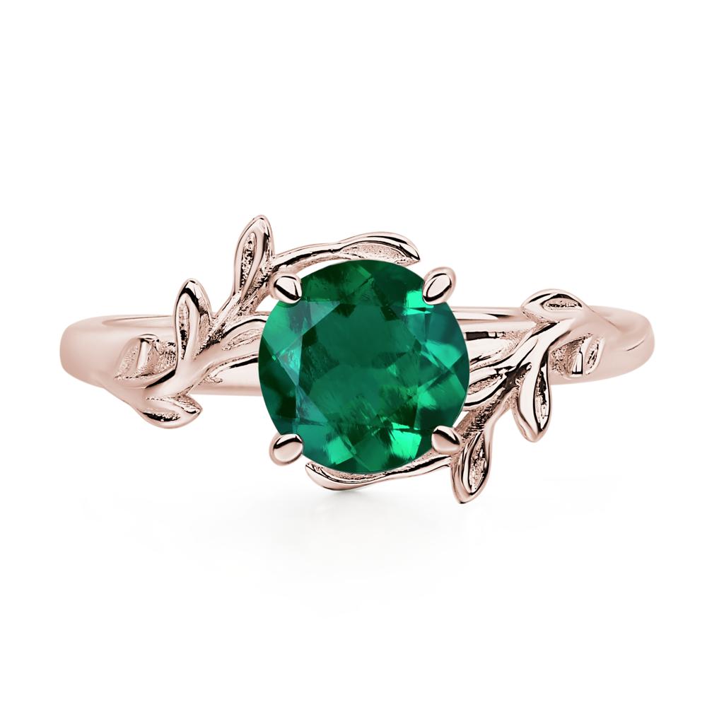 Vine Lab Created Emerald Solitaire Engagement Ring - LUO Jewelry #metal_14k rose gold