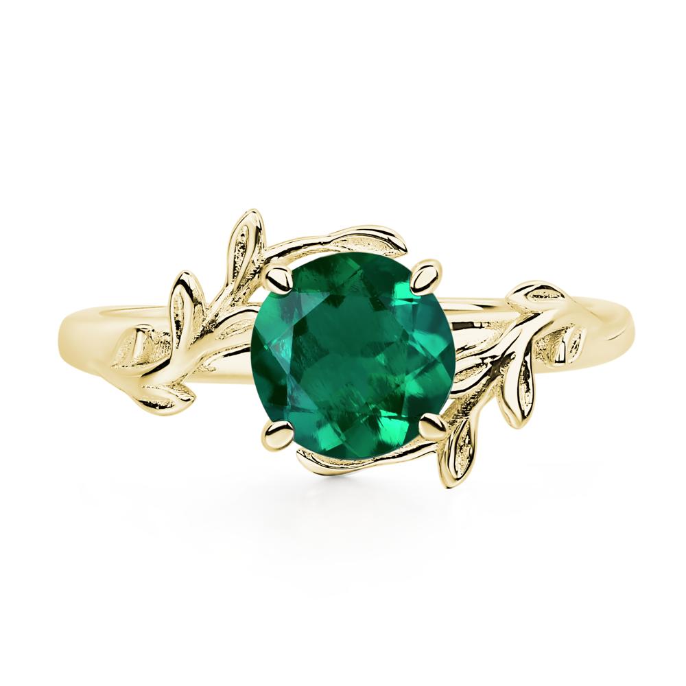 Vine Lab Created Emerald Solitaire Engagement Ring - LUO Jewelry #metal_18k yellow gold